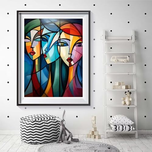 Diamond Painting,DIY 5D Full Diamant Painting Bilder,5D Abstrakt Gesicht Diamond Art Diamond Painting Erwachsene Set,Diamant Malerei Kreuzstich Arts Basteln Home Wand Dekor 30x40cm/12x16in U-188 von Cexeqee