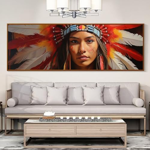 Diamond Painting,Groß XXL 30x90cm/12x36in Diamant Painting Bilder,DIY 5D Weinlese-Indianer Diamond Art Full Diamond-Painting Set,Diamant Malerei Kreuzstich Arts Basteln Home Wand Dekor Geschenk von Cexeqee