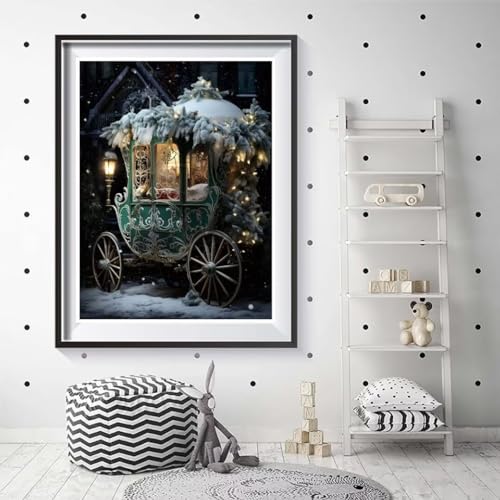 Diamond Painting Erwachsene Weihnachten Kutsche DIY 5D Diamant Painting Bilder Diamant Kunst Set,Diamantmalerei Malen nach Zahlen Anfänger Handwerk Kits,Home Wand Dekor Gifts 30x40cm/12x16in U-114 von Cexeqee