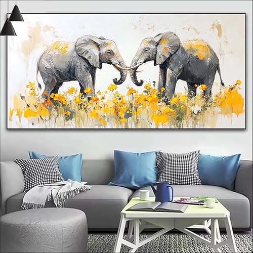 Elefant Malen Nach Zahlen Erwachsene Kit,Malen Nach Zahlen Blume Anfänger DIY Paint by Numbers mit Pinseln und Acrylfarben,DIY Ölgemälde Leinwand Basteln Set für Wall Deco (Ohne Rahmen) 20x60cm V-485 von Cexeqee