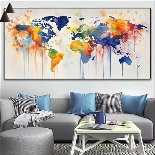 Farbe Malen Nach Zahlen Erwachsene Kit, Malen Nach Zahlen Karte Anfänger DIY Paint by Numbers mit Pinseln und Acrylfarben, DIY Ölgemälde Leinwand Basteln Set für Wall Deco (Ohne Rahmen) 30x90cm V-458 von Cexeqee