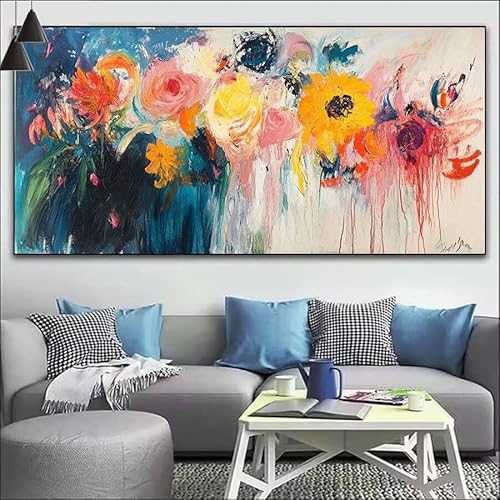 Gekritzel Malen Nach Zahlen Erwachsene Kit,Malen Nach Zahlen Blume Anfänger DIY Paint by Numbers mit Pinseln und Acrylfarben,DIY Ölgemälde Leinwand Basteln Set Wall Deco (Ohne Rahmen) 20x60cm V-515 von Cexeqee