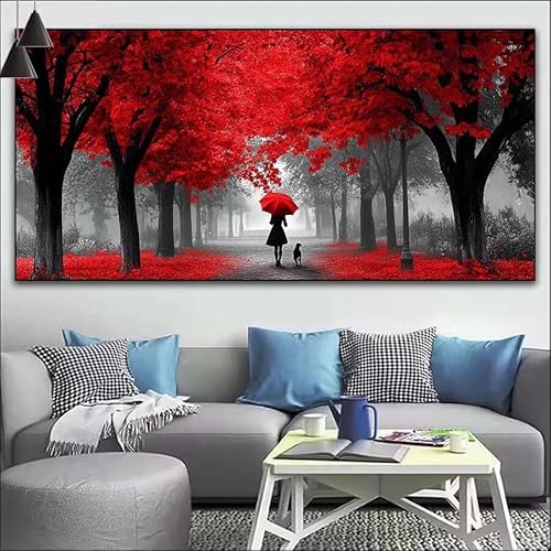 Herbst Malen Nach Zahlen Erwachsene Kit, Malen Nach Zahlen Baum Anfänger DIY Paint by Numbers mit Pinseln und Acrylfarben, DIY Ölgemälde Leinwand Basteln Set für Wall Deco (Ohne Rahmen) 20x60cm V-551 von Cexeqee