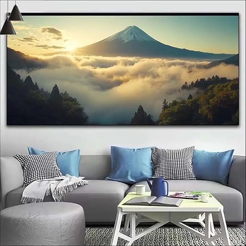 Japan Malen Nach Zahlen Erwachsene Kit, Malen Nach Zahlen Berg Anfänger DIY Paint by Numbers mit Pinseln und Acrylfarben, DIY Ölgemälde Leinwand Basteln Set für Wall Deco (Ohne Rahmen) 20x60cm V-401 von Cexeqee