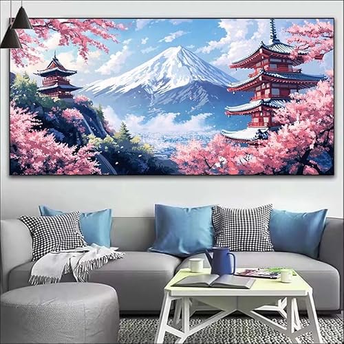 Japan Malen Nach Zahlen Erwachsene Kit, Malen Nach Zahlen Landschaft Anfänger DIY Paint by Numbers mit Pinseln und Acrylfarben, DIY Ölgemälde Basteln Set für Wall Deco (Ohne Rahmen) 40x110cm V-410 von Cexeqee