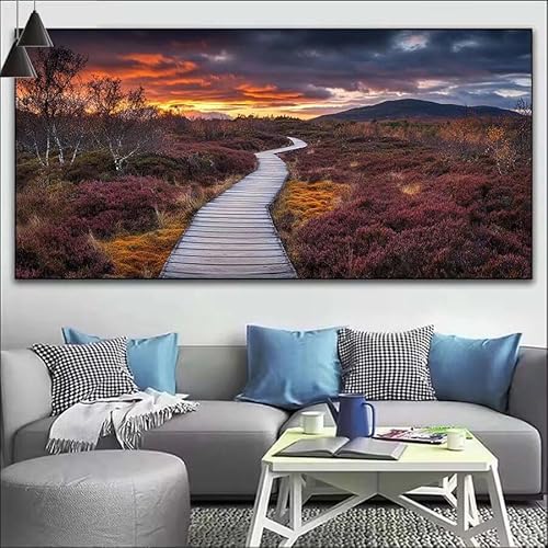 Landschaft Malen Nach Zahlen Erwachsene Kit, Malen Nach Zahlen Wolken Anfänger DIY Paint by Numbers mit Pinseln und Acrylfarben, DIY Ölgemälde Basteln Set für Wall Deco (Ohne Rahmen) 20x60cm V-455 von Cexeqee