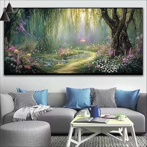 Landschaft Malen Nach Zahlen Erwachsene Kit,Malen Nach Zahlen Baum Anfänger DIY Paint by Numbers mit Pinseln und Acrylfarben,DIY Ölgemälde Leinwand Basteln Set Wall Deco (Ohne Rahmen) 20x60cm V-434 von Cexeqee