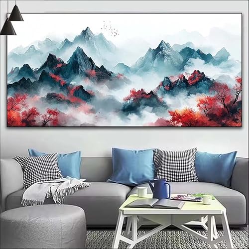 Landschaft Malen Nach Zahlen Erwachsene Kit,Malen Nach Zahlen Wald Anfänger DIY Paint by Numbers mit Pinseln und Acrylfarben,DIY Ölgemälde Leinwand Basteln Set Wall Deco (Ohne Rahmen) 20x60cm V-559 von Cexeqee