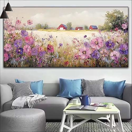 Lila Malen Nach Zahlen Erwachsene Kit, Malen Nach Zahlen Blume Anfänger DIY Paint by Numbers mit Pinseln und Acrylfarben, DIY Ölgemälde Leinwand Basteln Set für Wall Deco (Ohne Rahmen) 20x60cm V-522 von Cexeqee