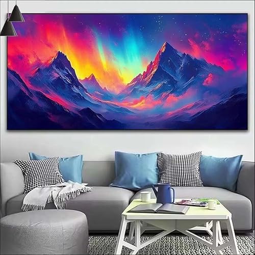 Lila Malen Nach Zahlen Erwachsene Kit, Malen Nach Zahlen Wolken Anfänger DIY Paint by Numbers mit Pinseln und Acrylfarben, DIY Ölgemälde Leinwand Basteln Set für Wall Deco (Ohne Rahmen) 20x60cm V-534 von Cexeqee