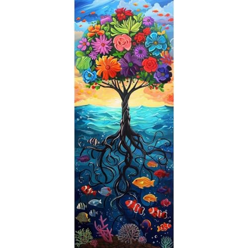 Malen Nach Zahlen Abstrakt Baum DIY Malen nach Zahlen für Erwachsene, DIY Öl Leinwand Gemälde Anfänger,DIY Malen Nach Zahlen mit Pinseln und Acrylfarben, für Home Wall Décor (Ohne Rahmen) 60x155cm von Cexeqee