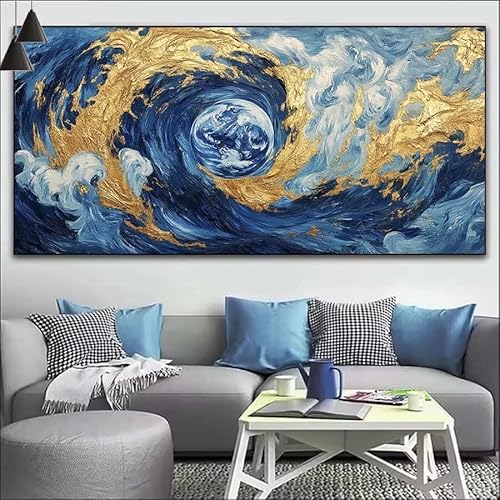 Malen Nach Zahlen Abstrakt DIY Malen nach Zahlen Wolken für Erwachsene, DIY Öl Leinwand Gemälde Anfänger, DIY Malen Nach Zahlen mit Pinseln und Acrylfarben, für Wall Décor (Ohne Rahmen) 60x155cm V-408 von Cexeqee