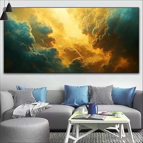 Malen Nach Zahlen Abstrakt DIY Malen nach Zahlen Wolken für Erwachsene, DIY Öl Leinwand Gemälde Anfänger, DIY Malen Nach Zahlen mit Pinseln und Acrylfarben, für Wall Décor (Ohne Rahmen) 80x220cm V-473 von Cexeqee