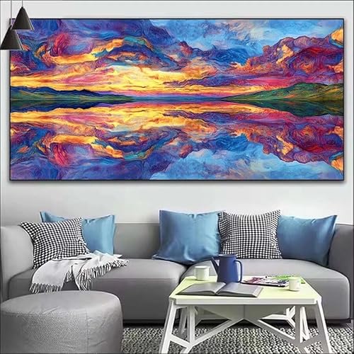 Malen Nach Zahlen Abstrakt DIY Malen nach Zahlen Wolken für Erwachsene, DIY Öl Leinwand Gemälde Anfänger, DIY Malen Nach Zahlen mit Pinseln und Acrylfarben, für Wall Décor (Ohne Rahmen) 80x220cm V-406 von Cexeqee