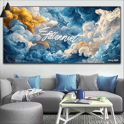 Malen Nach Zahlen Abstrakt DIY Malen nach Zahlen Wolken für Erwachsene, DIY Öl Leinwand Gemälde Anfänger, DIY Malen Nach Zahlen mit Pinseln und Acrylfarben, für Wall Décor (Ohne Rahmen) 90x260cm V-405 von Cexeqee