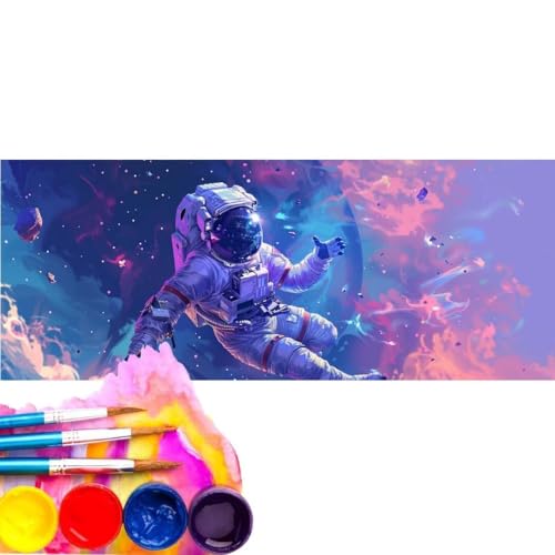 Malen Nach Zahlen Astronaut DIY Malen nach Zahlen für Erwachsene, DIY Öl Leinwand Gemälde Anfänger, DIY Malen Nach Zahlen mit Pinseln und Acrylfarben, für Home Wall Décor (Rahmenlos) 20x60cm wk-90 von Cexeqee