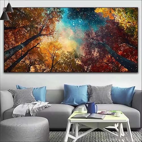 Malen Nach Zahlen Baum DIY Malen nach Zahlen Sternenhimmel für Erwachsene,DIY Öl Leinwand Gemälde Anfänger,DIY Malen Nach Zahlen mit Pinseln und Acrylfarben,für Wall Décor (Ohne Rahmen) 90x260cm V-168 von Cexeqee