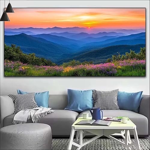 Malen Nach Zahlen Berg DIY Malen nach Zahlen Landschaft für Erwachsene, DIY Öl Leinwand Gemälde Anfänger, DIY Malen Nach Zahlen mit Pinseln und Acrylfarben, für Wall Décor (Ohne Rahmen) 80x220cm V-147 von Cexeqee