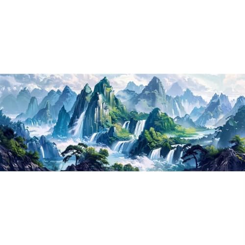 Malen Nach Zahlen Berg Landschaft DIY Malen nach Zahlen für Erwachsene, DIY Öl Leinwand Gemälde Anfänger,DIY Malen Nach Zahlen mit Pinseln und Acrylfarben, für Home Wall Décor (Ohne Rahmen) 80x220cm von Cexeqee