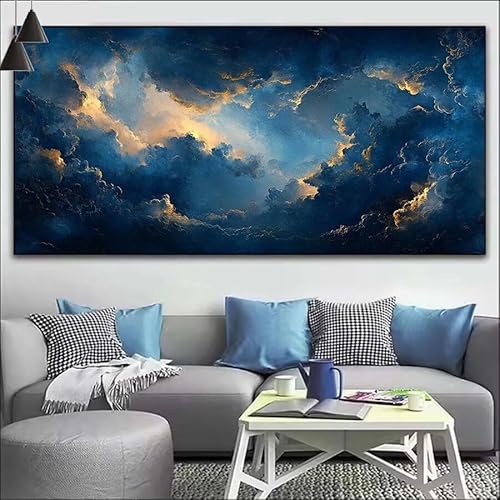 Malen Nach Zahlen Blau DIY Malen nach Zahlen Wolken für Erwachsene, DIY Öl Gemälde Anfänger für Kinder, DIY Malen Nach Zahlen mit Pinseln und Acrylfarben, für Wall Décor (Ohne Rahmen) 80x220cm V-201 von Cexeqee