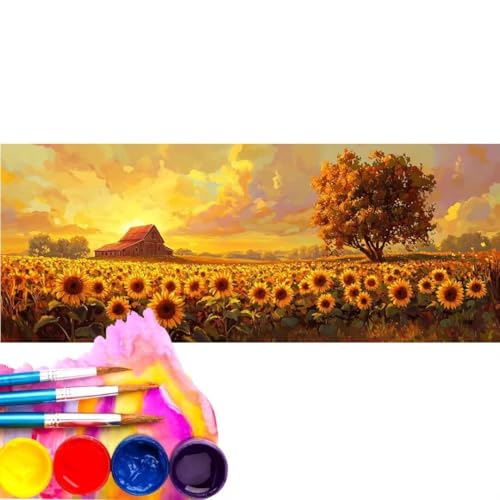 Malen Nach Zahlen Blume Hütte DIY Malen nach Zahlen für Erwachsene, DIY Öl Leinwand Gemälde Anfänger, DIY Malen Nach Zahlen mit Pinseln und Acrylfarben, für Home Wall Décor (Rahmenlos) 60x120cm wk-134 von Cexeqee