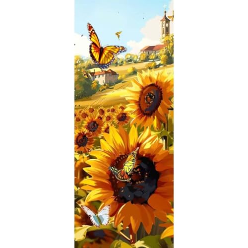 Malen Nach Zahlen Blume Schmetterling DIY Malen nach Zahlen für Erwachsene,DIY Öl Leinwand Gemälde Anfänger,DIY Malen Nach Zahlen mit Pinseln und Acrylfarben,für Home Wall Décor (Ohne Rahmen) 60x180cm von Cexeqee