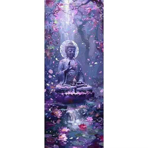 Malen Nach Zahlen Buddha Wald DIY Malen nach Zahlen für Erwachsene, DIY Öl Leinwand Gemälde Anfänger, Kinder, DIY Malen Nach Zahlen mit Pinseln und Acrylfarben, für Home Décor (Ohne Rahmen) 60x155cm von Cexeqee