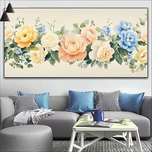 Malen Nach Zahlen Bunt DIY Malen nach Zahlen Blume für Erwachsene, DIY Öl Gemälde Anfänger für Kinder, DIY Malen Nach Zahlen mit Pinseln und Acrylfarben, für Wall Décor (Ohne Rahmen) 80x220cm V-225 von Cexeqee