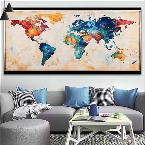 Malen Nach Zahlen Bunt DIY Malen nach Zahlen Karte für Erwachsene, DIY Öl Gemälde Anfänger für Kinder, DIY Malen Nach Zahlen mit Pinseln und Acrylfarben, für Wall Décor (Ohne Rahmen) 80x220cm V-432 von Cexeqee