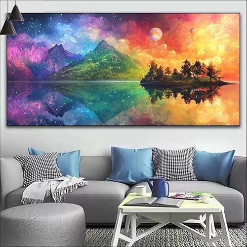 Malen Nach Zahlen Bunt DIY Malen nach Zahlen Landschaft für Erwachsene, DIY Öl Leinwand Gemälde Anfänger, DIY Malen Nach Zahlen mit Pinseln und Acrylfarben, für Wall Décor (Ohne Rahmen) 90x260cm V-189 von Cexeqee