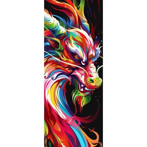 Malen Nach Zahlen Bunt Drache DIY Malen nach Zahlen für Erwachsene, DIY Öl Leinwand Gemälde Anfänger, Kinder, DIY Malen Nach Zahlen mit Pinseln und Acrylfarben, für Home Décor (Ohne Rahmen) 90x260cm von Cexeqee