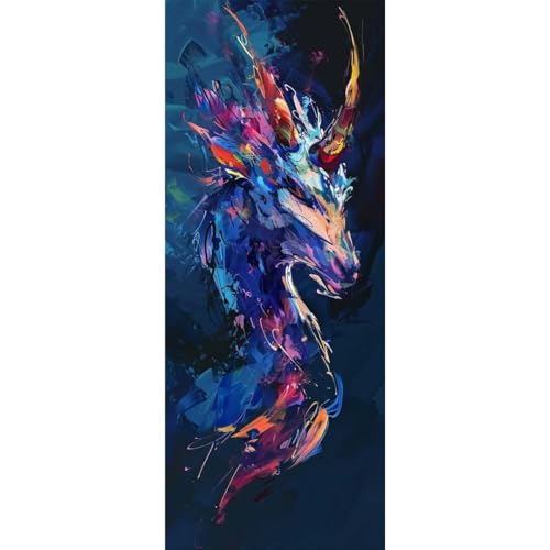 Malen Nach Zahlen Doodle Drache DIY Malen nach Zahlen für Erwachsene, DIY Öl Leinwand Gemälde Anfänger,DIY Malen Nach Zahlen mit Pinseln und Acrylfarben, für Home Wall Décor (Ohne Rahmen) 80x220cm von Cexeqee