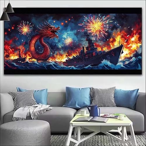 Malen Nach Zahlen Drache DIY Malen nach Zahlen Boot für Erwachsene, DIY Öl Gemälde Anfänger für Kinder, DIY Malen Nach Zahlen mit Pinseln und Acrylfarben, für Wall Décor (Ohne Rahmen) 80x220cm V-174 von Cexeqee