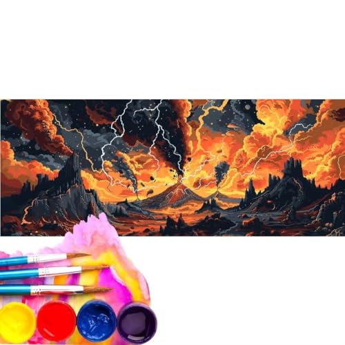 Malen Nach Zahlen Erwachsene Kit, Malen Nach Zahlen Abstrakt Blitz Anfänger mit Pinseln und Acrylfarben, DIY Handgemalt Ölgemälde Basteln Set für Anfänger für Home Wall Deco (Rahmenlos) 30x60cm wk-79 von Cexeqee