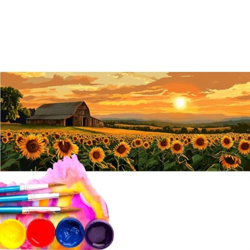 Malen Nach Zahlen Erwachsene Kit, Malen Nach Zahlen Blume Sonnenuntergang Anfänger mit Pinseln und Acrylfarben, DIY Handgemalt Ölgemälde Leinwand Basteln Set für Home Deco (Rahmenlos) 30x60cm wk-165 von Cexeqee