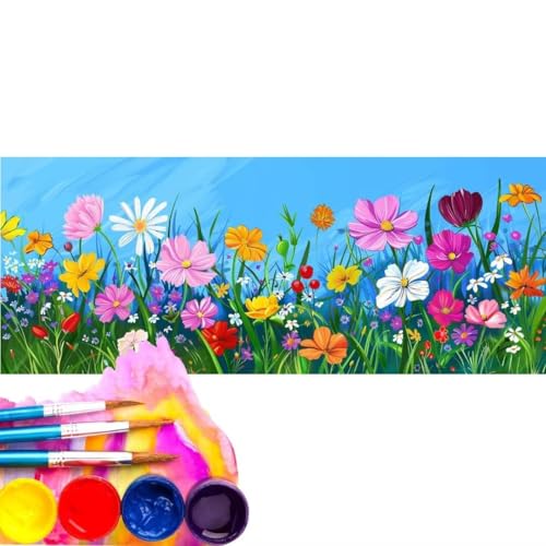 Malen Nach Zahlen Erwachsene Kit, Malen Nach Zahlen Bunt Blume Anfänger mit Pinseln und Acrylfarben, DIY Handgemalt Ölgemälde Basteln Set für Anfänger für Home Wall Deco (Rahmenlos) 100x200cm wk-135 von Cexeqee