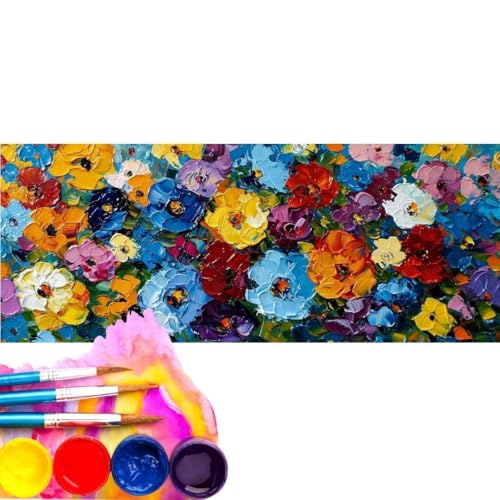 Malen Nach Zahlen Erwachsene Kit, Malen Nach Zahlen Bunt Blume Anfänger mit Pinseln und Acrylfarben, DIY Handgemalt Ölgemälde Basteln Set für Anfänger für Home Wall Deco (Rahmenlos) 100x200cm wk-33 von Cexeqee