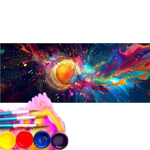 Malen Nach Zahlen Erwachsene Kit, Malen Nach Zahlen Bunt Fußball Anfänger mit Pinseln und Acrylfarben, DIY Handgemalt Ölgemälde Basteln Set für Anfänger für Home Wall Deco (Rahmenlos) 70x140cm wk-161 von Cexeqee