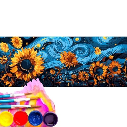 Malen Nach Zahlen Erwachsene Kit, Malen Nach Zahlen Cartoon Sternenhimmel Anfänger mit Pinseln und Acrylfarben, DIY Handgemalt Ölgemälde Leinwand Basteln Set für Home Deco (Rahmenlos) 20x60cm wk-177 von Cexeqee