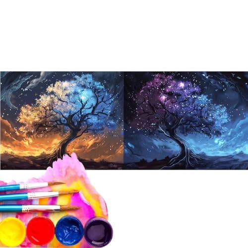 Malen Nach Zahlen Erwachsene Kit, Malen Nach Zahlen Fantasie Baum Anfänger mit Pinseln und Acrylfarben, DIY Handgemalt Ölgemälde Basteln Set für Anfänger für Home Wall Deco (Rahmenlos) 30x60cm wk-535 von Cexeqee