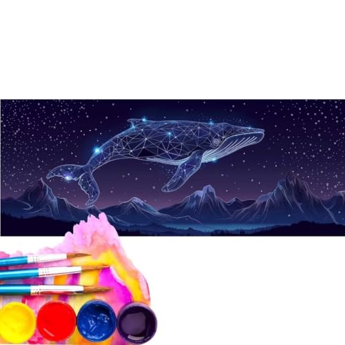 Malen Nach Zahlen Erwachsene Kit, Malen Nach Zahlen Fantasie Walfisch Anfänger mit Pinseln und Acrylfarben, DIY Handgemalt Ölgemälde Leinwand Basteln Set für Home Wall Deco (Rahmenlos) 20x60cm wk-199 von Cexeqee