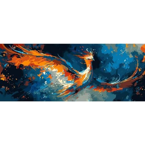 Malen Nach Zahlen Erwachsene Kit, Malen Nach Zahlen Gekritzel Phoenix Anfänger DIY Paint by Numbers mit Pinseln und Acrylfarben, DIY Handgemalt Ölgemälde Set für Home Wall Deco (Ohne Rahmen) 40x110cm von Cexeqee