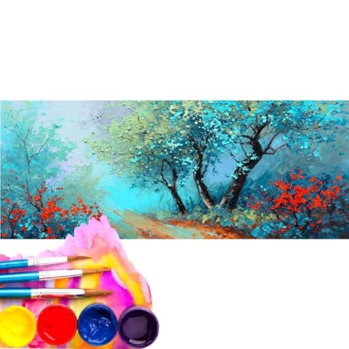 Malen Nach Zahlen Erwachsene Kit, Malen Nach Zahlen Graffiti Baum Anfänger mit Pinseln und Acrylfarben, DIY Handgemalt Ölgemälde Basteln Set für Anfänger für Home Wall Deco (Rahmenlos) 70x140cm wk-67 von Cexeqee