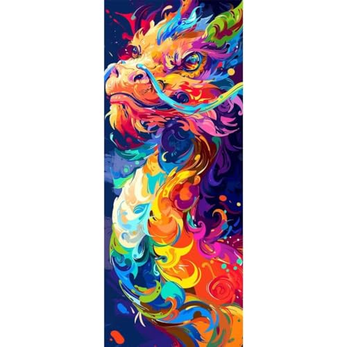 Malen Nach Zahlen Erwachsene Kit, Malen Nach Zahlen Graffiti Drache Anfänger DIY Paint by Numbers mit Pinseln und Acrylfarben, DIY Handgemalt Ölgemälde Set für Home Wall Deco (Ohne Rahmen) 40x110cm von Cexeqee