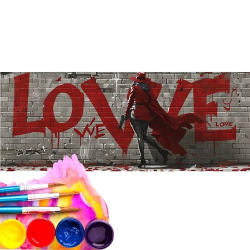 Malen Nach Zahlen Erwachsene Kit, Malen Nach Zahlen Graffiti Frau Anfänger mit Pinseln und Acrylfarben,DIY Handgemalt Ölgemälde Basteln Set für Anfänger für Home Wall Deco (Rahmenlos) 60x120cm wk-113 von Cexeqee