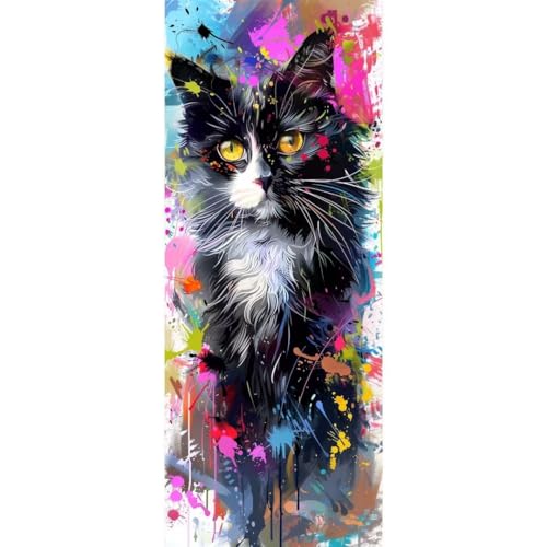 Malen Nach Zahlen Erwachsene Kit, Malen Nach Zahlen Graffiti Katze Anfänger DIY Paint by Numbers mit Pinseln und Acrylfarben, DIY Handgemalt Ölgemälde Set für Home Wall Deco (Ohne Rahmen) 40x110cm von Cexeqee