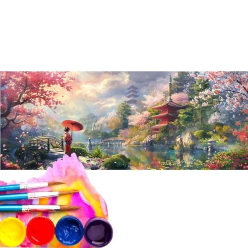 Malen Nach Zahlen Erwachsene Kit, Malen Nach Zahlen Japan Mädchen Anfänger mit Pinseln und Acrylfarben,DIY Handgemalt Ölgemälde Basteln Set für Anfänger für Home Wall Deco (Rahmenlos) 80x160cm wk-583 von Cexeqee