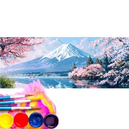 Malen Nach Zahlen Erwachsene Kit, Malen Nach Zahlen Japanisch Landschaft Anfänger mit Pinseln und Acrylfarben, DIY Handgemalt Ölgemälde Leinwand Basteln Set für Home Deco (Rahmenlos) 100x200cm wk-99 von Cexeqee