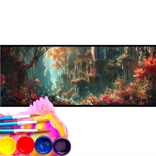 Malen Nach Zahlen Erwachsene Kit, Malen Nach Zahlen Landschaft Wunderland Anfänger mit Pinseln und Acrylfarben, DIY Handgemalt Ölgemälde Leinwand Basteln Set für Home Deco (Rahmenlos) 50x100cm wk-43 von Cexeqee