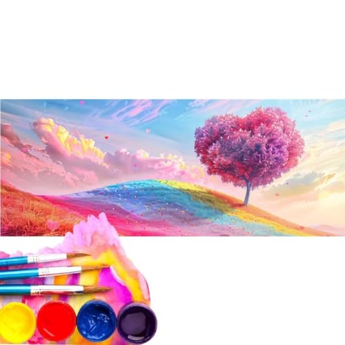 Malen Nach Zahlen Erwachsene Kit, Malen Nach Zahlen Liebe Baum Anfänger mit Pinseln und Acrylfarben, DIY Handgemalt Ölgemälde Basteln Set für Anfänger für Home Wall Deco (Rahmenlos) 60x120cm wk-101 von Cexeqee